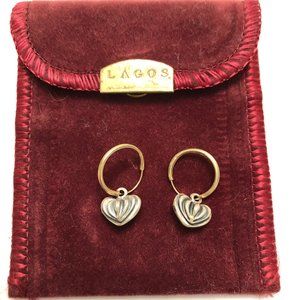 lagos Sterling Silver/gold  Fluted Heart Earrings